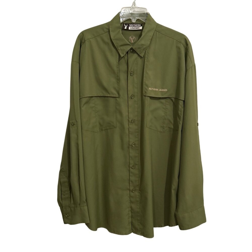 Southern Legends XL Green Button-Up Outdoor Shirt Lightweight  Long Sleeve